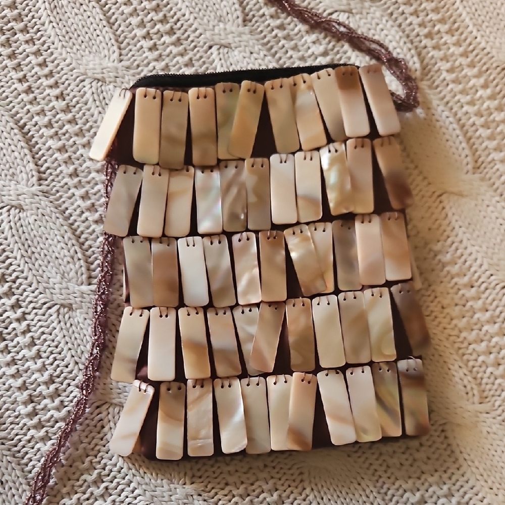 Beautiful Shell And Bead Mini Purse